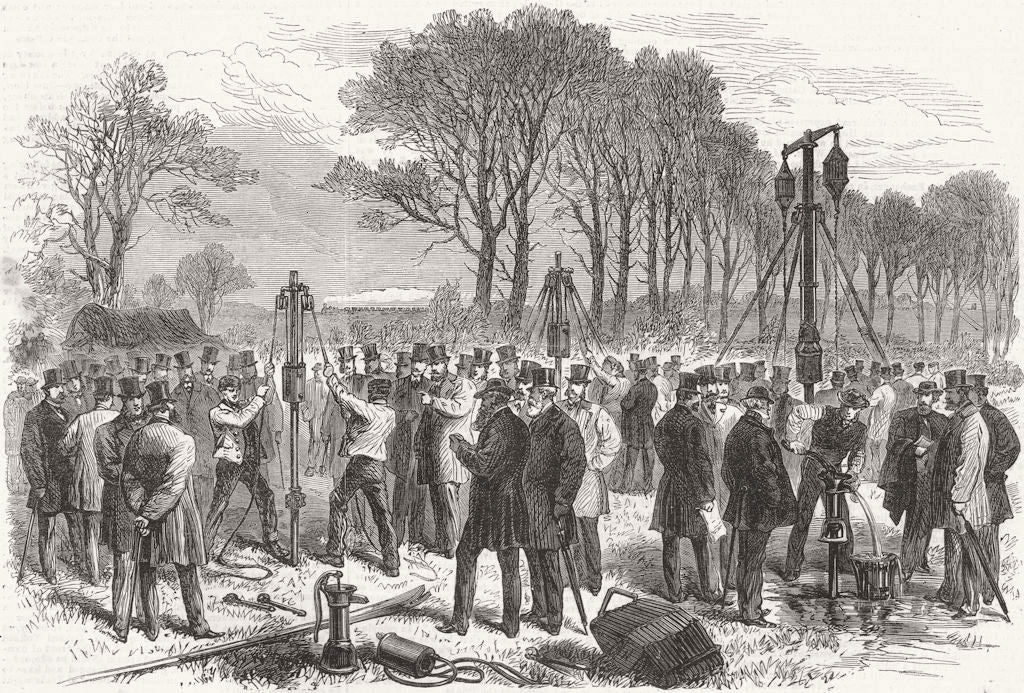 ETHIOPIA. Tests with Norton's patent tube-wells 1868 old antique print picture